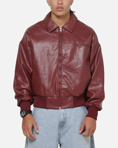 Ed Hardy Studded Bomber Jacket Red