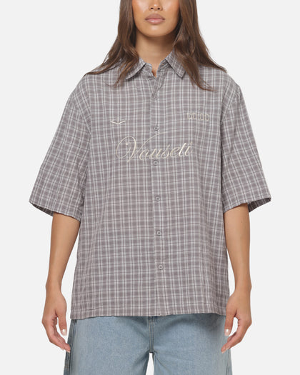 Vouseti Full Court Button Up Shirt Grey Plaid