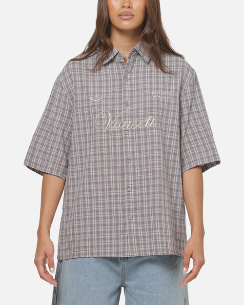 Vouseti Full Court Button Up Shirt Grey Plaid
