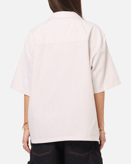 Carre Rose Pinstripe Button Up Shirt Sand