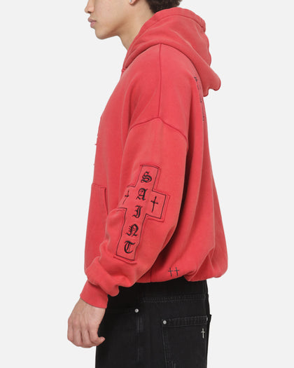Saint Morta Requiem Boxy Hoodie Vintage Washed Red