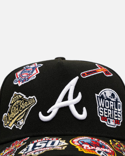 New Era Atlanta Braves 'All Over Embroidery' 9FORTY A-Frame Snapback Black