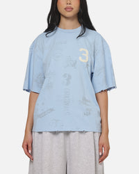Adidas Vintage All Over Print T-Shirt Light Blue