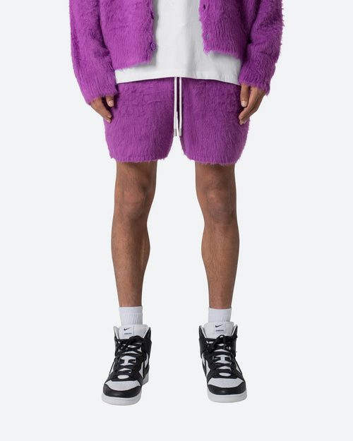 MNML Fuzzy Sweat Shorts Purple