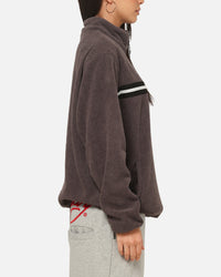 X-Large Stripe Polar Fleece Quarter Zip Fleece Mocha