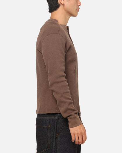 American Thrift Waffle Henley Shirt Washed Brown