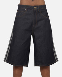 Adidas  Adicolor Jorts Mid-Rise Straight Leg Firebird Shorts Indigo Denim