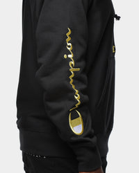 Champion Men's Rev Weave Script Hoodie Black/Gold