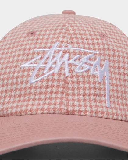 Stussy Stock Houndstooth Low Pro Cap Washed Pink