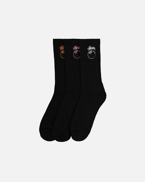 Stüssy 8 Ball Crewcut Socks 3 Pack Multi