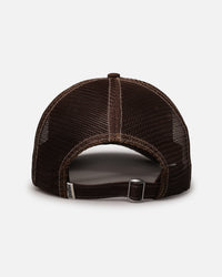 S Double Mid-Block Curved Peak Trucker Strapback Natural
