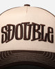 S Double Mid-Block Curved Peak Trucker Strapback Natural