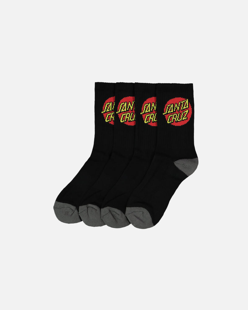 Santa Cruz Kids' Classic Dot Socks 4 Pack Black