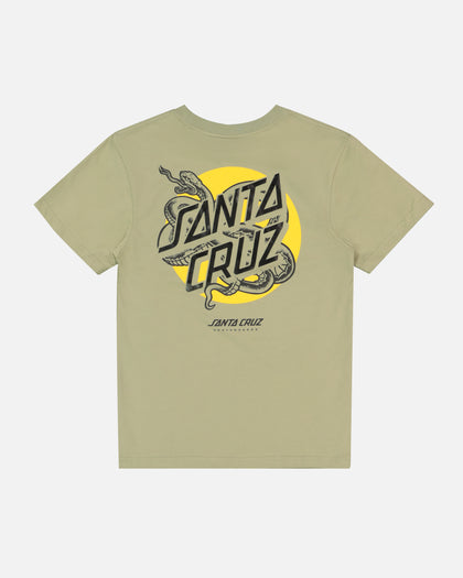 Santa Cruz Kid's Snake Dot Strip T-Shirt Light Green