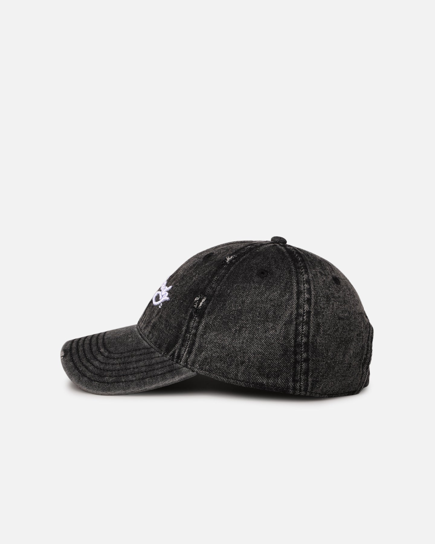 Ed Hardy Distressed Denim Strapback Cap Black Wash | Culture Kings
