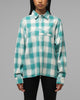 Loiter Hybrid Flannel Button Up Shirt Green-Plaid