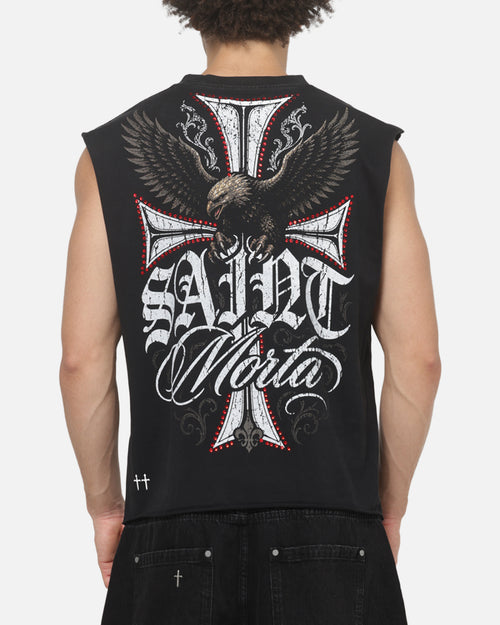 Saint Morta Liberty Cut Off Muscle T-Shirt Washed Black