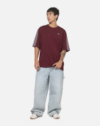 Adidas 3 Stripes Oversized T-Shirt Maroon