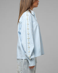 Loiter Pearl Button Up Shirt Blue Stripe