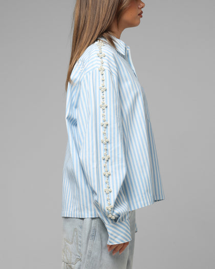Loiter Pearl Button Up Shirt Blue Stripe