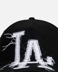New Era Los Angeles Dodgers 'Applique Distressed' 9FORTY A-Frame Snapback Black/White