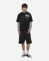 Worship Catharsis Box Crop Long Sleeve T-Shirt Washed Black