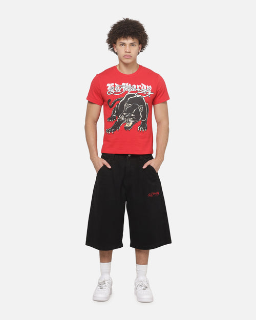 Ed Hardy Dragon Dagger Jorts Washed Black