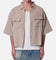 MNML Cropped Boxy Stripe Button Up Shirt Khaki