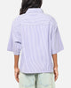 MNML Cropped Striped Short Sleeve Shirt Blue