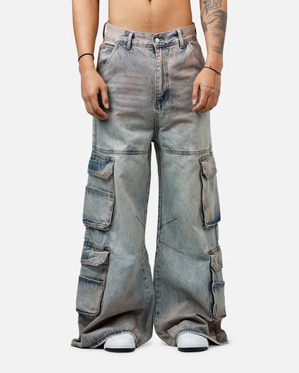 MNML Dune Double Cargo Denim Pants Blue/Red