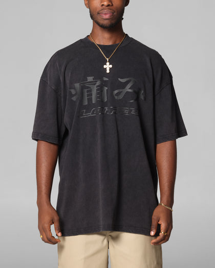 Loiter Pain T-Shirt Black Acidwash