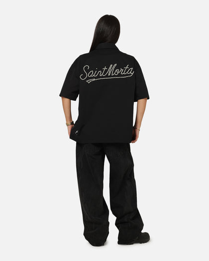 Saint Morta Pearl Script Button Up Shirt Black