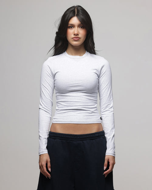 American Thrift Women's Fitted Long Sleeve T-Shirt Grey Heather