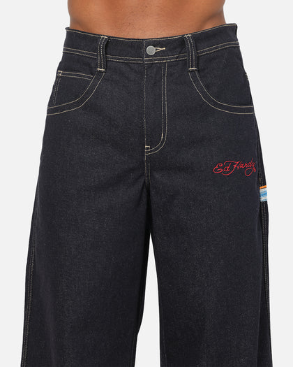 Ed Hardy Dragon Ultra Wide Leg Jeans Indigo Denim
