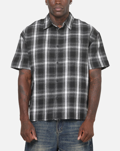 Saint Morta Paradise Studios Button Up Shirt Black Plaid