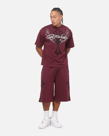 Ed Hardy Trinity Rhinestone T-Shirt Plum