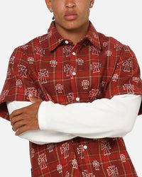 Saint Morta Sanctuary Layered Button Up Shirt Red