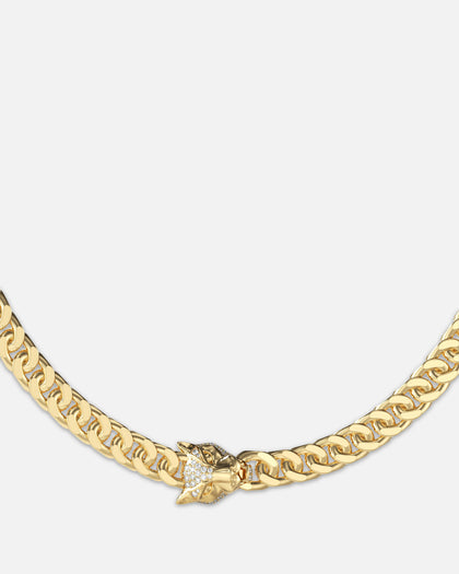 Guess Mainline Panther 21" Crystal Gold Necklace Gold