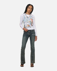 Ed Hardy Women's Koi Long Sleeve T-Shirt White
