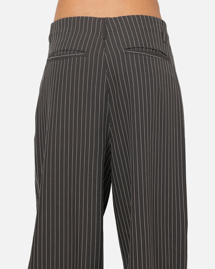 Carre Heritage Pleated Pants Black Pinstripe