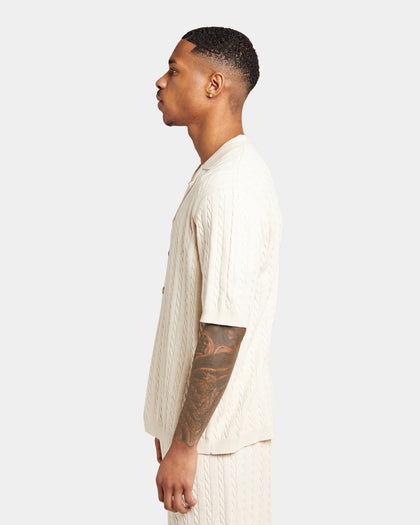 XXIII Terry Knit Button Up Shirt Tan