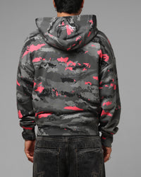 Loiter Hybrid Patch Zip Hoodie Black Camo