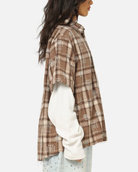 Saint Morta Sanctuary Layered Button Up Shirt Brown