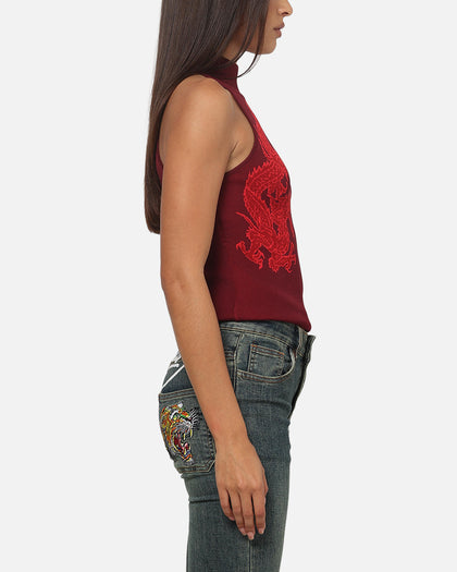 Ed Hardy Women's Dragon Knitted Top Plum