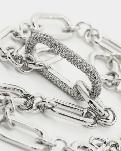 Raising Hell Women's Thick Link Chain Iced White Gold