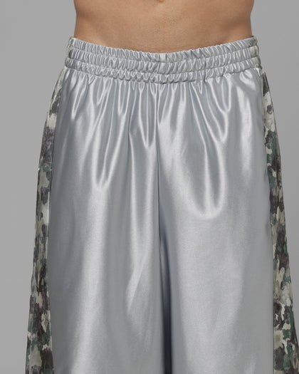 Loiter Impact Satin Shorts Grey Distressed Camo