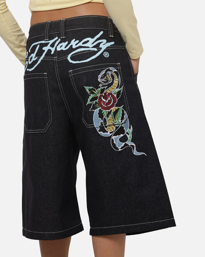 Ed Hardy Serpent Jorts Indigo