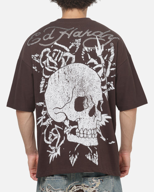 Ed Hardy Cyber Skull T-Shirt Chocolate