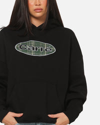 Carre Plaid Oval Hoodie Solid Black