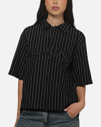 Ed Hardy Eagle Button Up Shirt Black Pinstripe